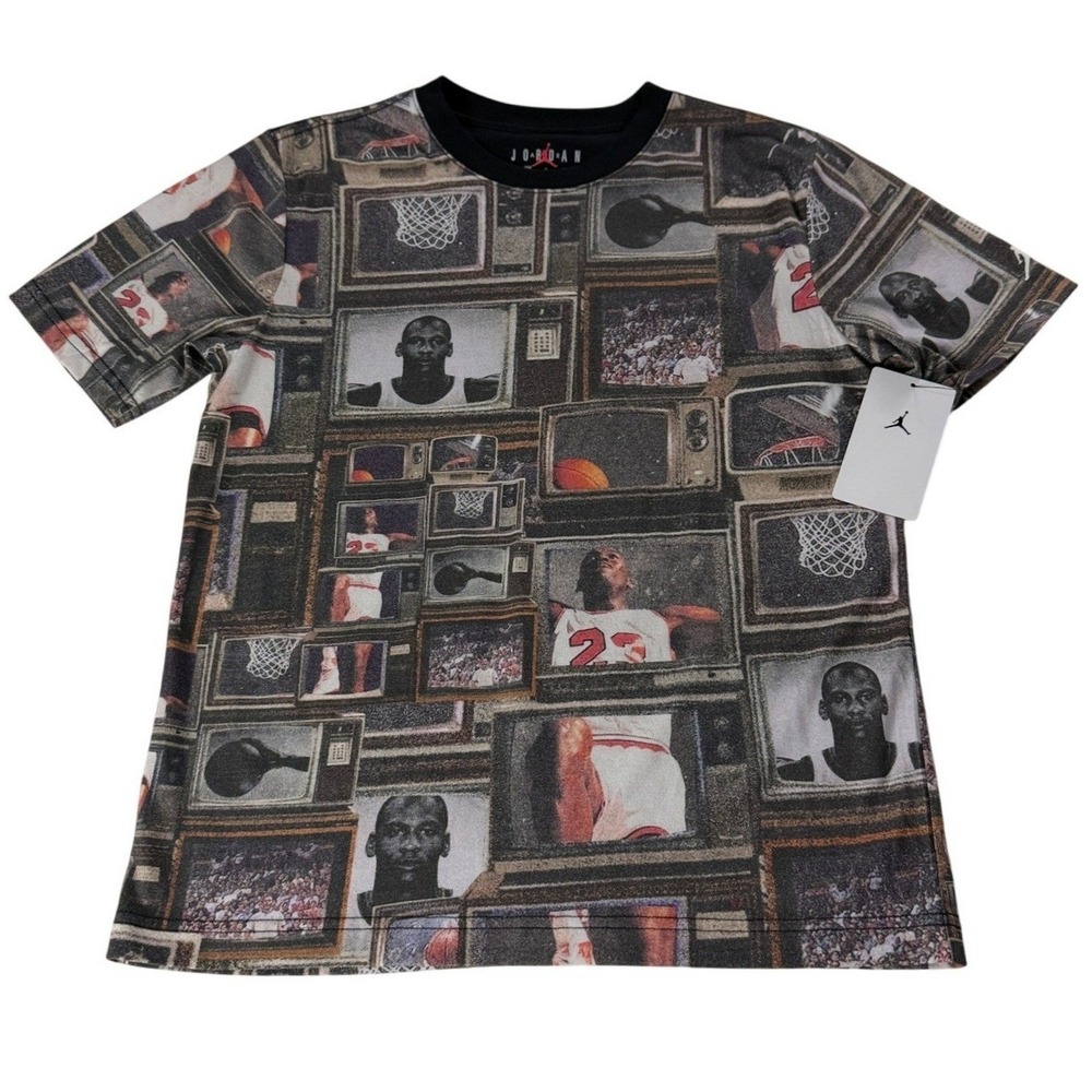 Jordan Boys Michael Jordan TV Montage Graphic T-Shirt Black Large NEW